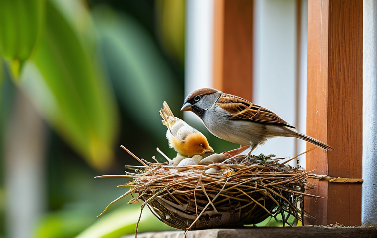 자연 관찰을 통한 생태계 변화 이해하기 - **"A vibrant and lush Thai home garden, bathed in warm, golden sunlight. Numerous colorful tropical ...