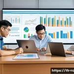 정확한 데이터 수집을 위한 팁 - A professional office scene showing a diverse team of Thai data analysts collaborating around a larg...