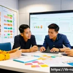 모니터링 활동을 위한 재정 지원 방법 - A detailed office scene showing a diverse Thai project team in a modern workspace, collaboratively p...